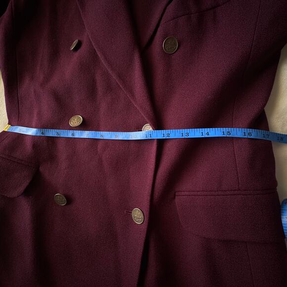 Jones New York Metro Merlot Wine Colored Long Wool Winter Coat Women's Size 12 - Picture 5 of 16